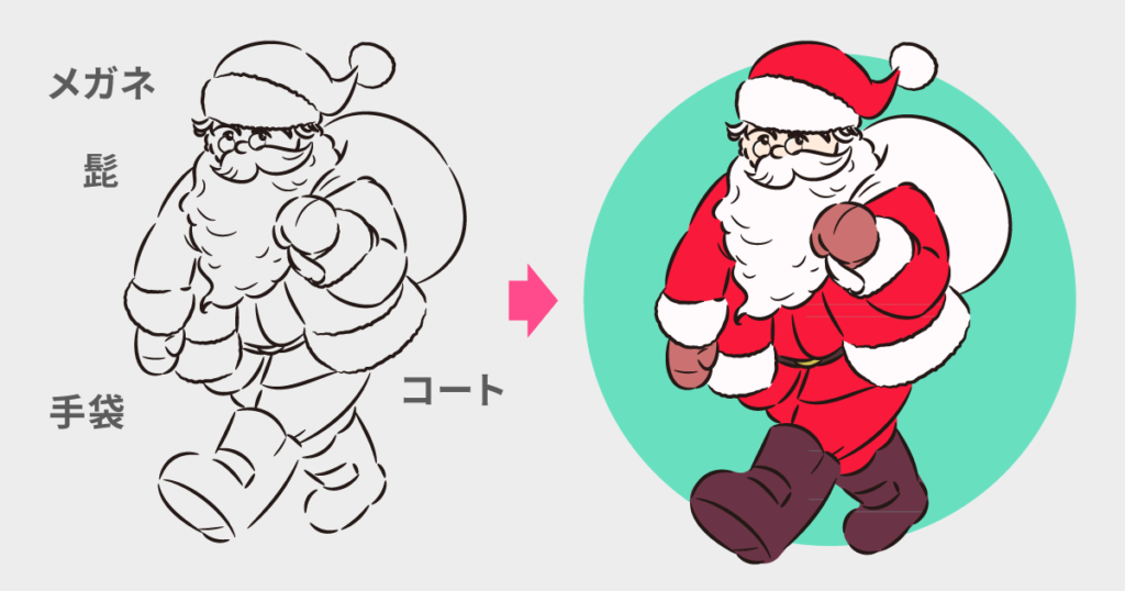 クリスマスに使えるサンタのイラストかんたんな描き方